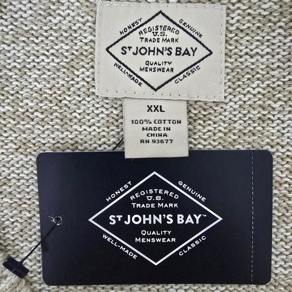 NWT St. John's Bay Sweater Men XXL 2XL Crew Neck Cotton Oatmeal Marl - Picture 8 of 13